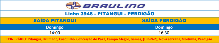 HORARIO TRANCID 3946 PITANGUI PERDIGAO