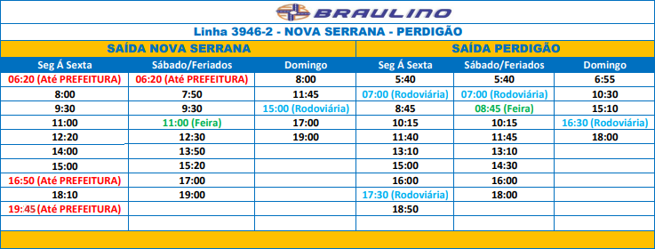 HORARIO DIVINOPOLIS 3946-2 NOVA SERRANA PERDIGAO